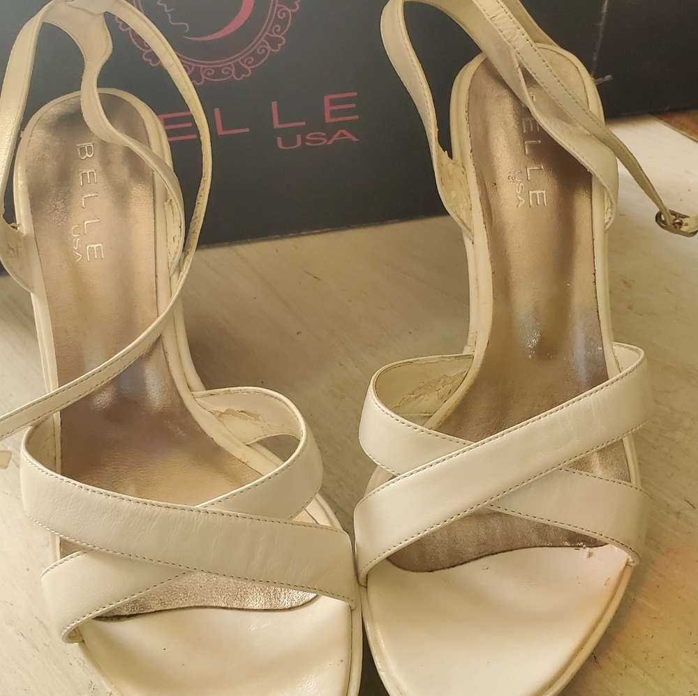 White Patent Ankle Strap Wedge